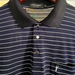 YSL Yves Saint Laurent Silk Button-up Polo Shirt.